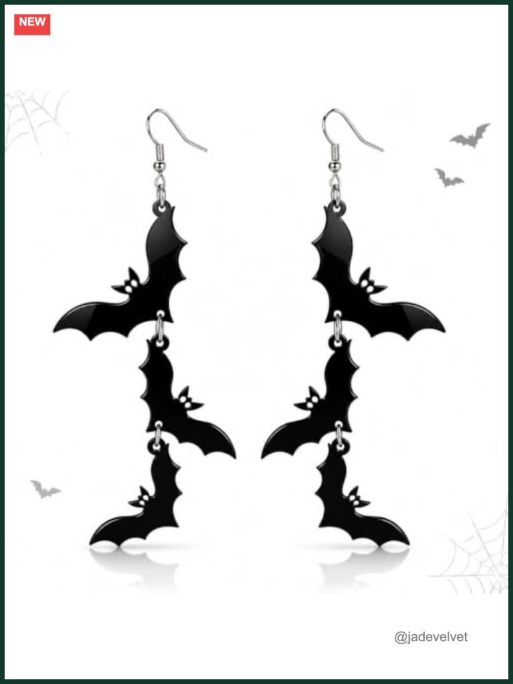 Bat Dangle Earrings Acrylic Halloween Costume Party Jewelry